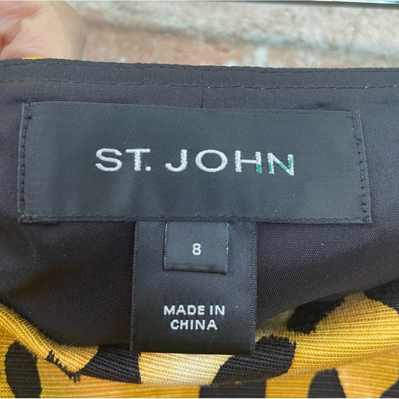 St. John Skirt Leopard Print Pleated Drop Waist Orange Black Cotton Silk Midi - Picture 9 of 16